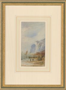E. Lewis  - 1900 Watercolour, Coastal View II
