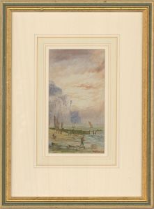 E. Lewis - 1900 Watercolour, Coastal View I