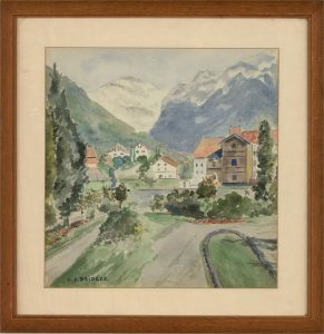 C.S. Bridges - 20th Century Watercolour, Mountainous Village Scene