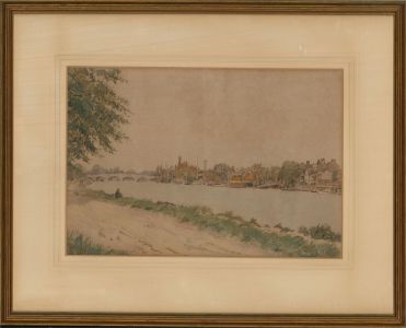 R. F. - 1918 Watercolour, View of Kingston on Thames