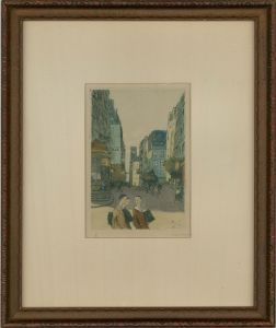 Early 20th Century Etching - Street Scene