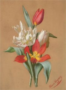 Selma Gaspary - Signed 1878 Watercolour, A Bouquet of Flowers
