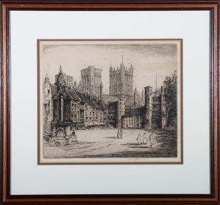 William Renison (1862-c.1940) - Early 20th Century Etching, Wells Marketplace