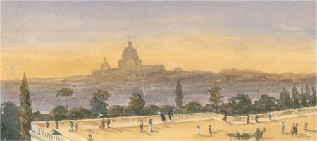 1877 Watercolour - Rome from the Pincian Hill