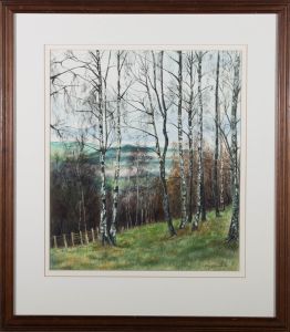 Sally E. Kerall - 20th Century Watercolour, Birch Trees