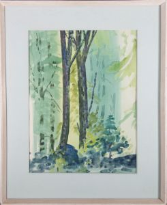 Gwendolen Jackson (b.1919) - 1958 Watercolour, Beeches in Spring