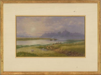 Francis George Coleridge (1839-1923) - Watercolour, Landscape with Sheep