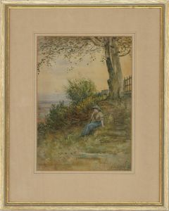 1885 Watercolour - Looking Out To Sea
