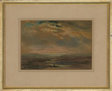 Mid 20th Century Watercolour - Sunset Beach