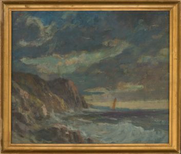 Framed Impressionist Mid 20th Century Oil - Rough Seas