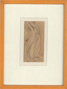 1991 Pen and Ink Drawing - Penguin