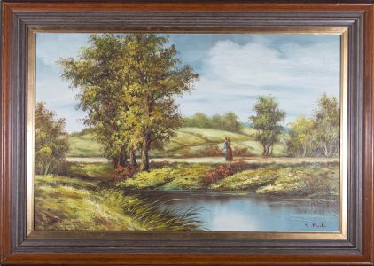 S. Marla - 20th Century Oil, Rural Landscape with Figure