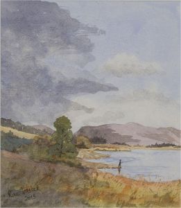 Rae Haslok - Signed and Dated 2013 Watercolour, Fishing on the Lake