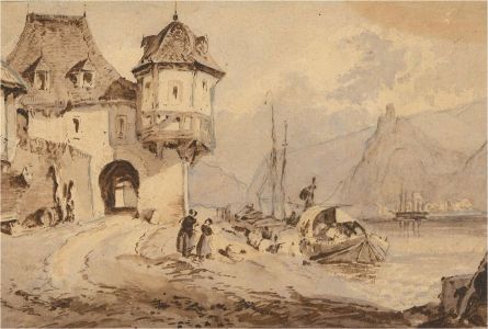 Attrib. Clarkson Frederick Stanfield (1793-1867) - Watercolour, Town Scene