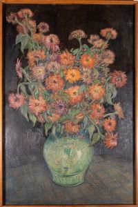Verschuur - 20th Century Oil, Green Vase with Chrysanthemums