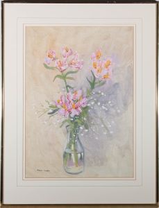 Robert Tucker  - 20th Century Watercolour, Freesias and Blossom Sprays