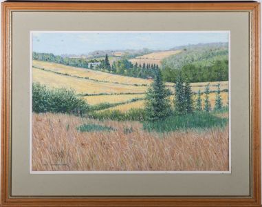 Cyril Harding - 1987 Pastel, Patchwork Fields