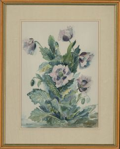 Elke Squibbs - 20th Century Watercolour, Garden Poppies