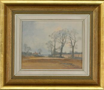 Gerald Hughes (b.1938) - 20th Century Oil, Cottage across Field