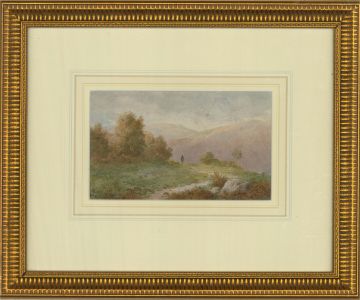 Attrib. Frederick Boisseree (fl.1870-1880) - Watercolour, Lonely Shepherd