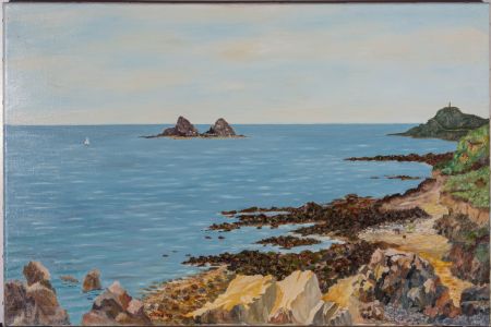 Gerry B. Gibbs - 1970 Oil, A Sailboat in the Distance