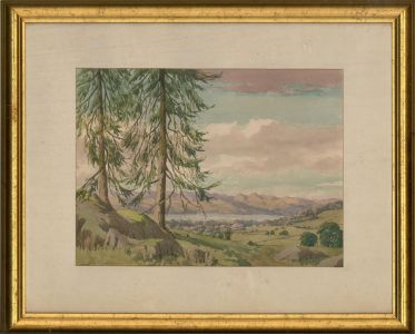 Ernest Ellis Clark (1869-1932) - Watercolour, Langdale Pike from Windermere