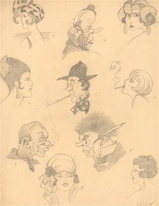 Ethel Esme Church - 1923 Graphite Drawing, Head Studies