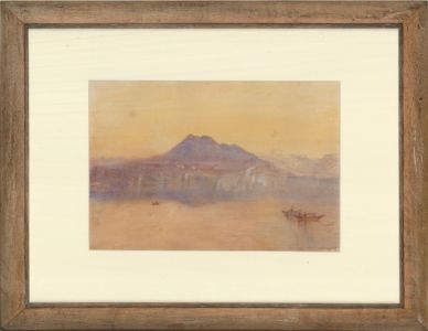 19th Century Watercolour - Lake at Sunset