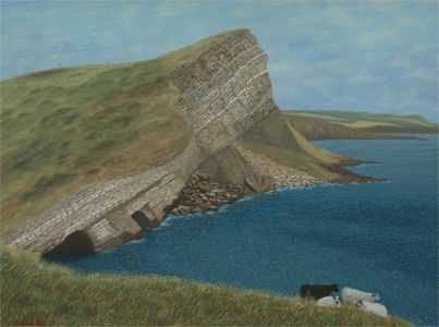Gerry B. Gibbs - 1993 Oil, Coastal Scene with Sheep
