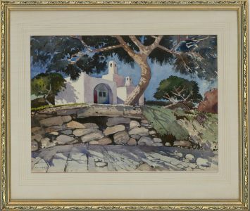 R. R. Roberts - 20th Century Watercolour, Mediterranean Pines