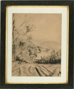 Attrib Rowland Suddaby (1912-1972) - Mid 20thC Ink Drawing, The Fields In Winter