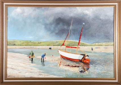 Gordon Metcalfe (b.1935) - Contemporary Oil, Beach Scene at Low Tide