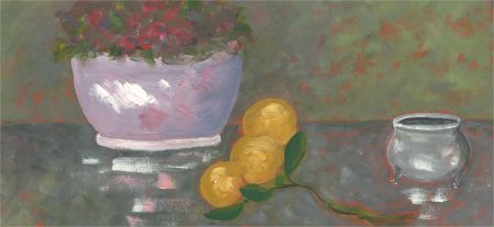 Mid 20th Century Oil - Still Life of Oranges and Vase