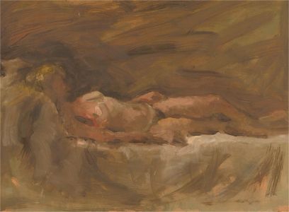 Mid 20th Century Oil - Reclining Nude