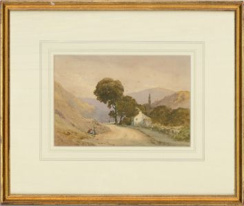 B. H. E. - 1874 Watercolour, Cottage In The Hills