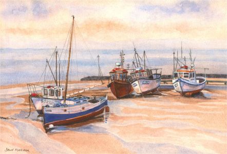 Dawn Fletcher - Signed Mid 20th Century Watercolour, Boats on the Shore