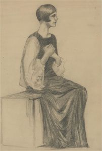 Early 20th Century Graphite Drawing - Elegant Lady