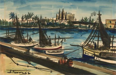 20th Century Pen and Ink Drawing - The Harbour