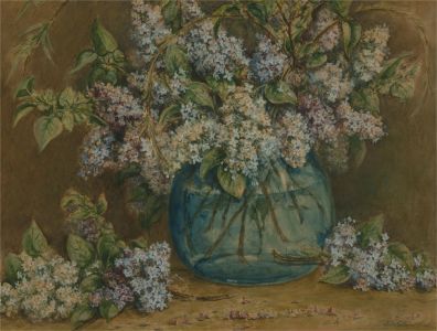 John Stewart Clark - 20th Century Watercolour, Vase of Lilacs