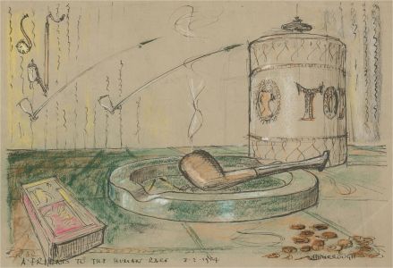 Tom Burrough - 1954 Pen and Ink Drawing, A Friend to the Human Race