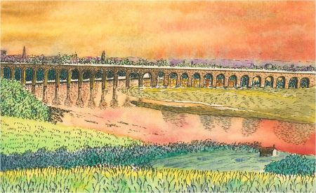 N.K. Day - 20th Century Watercolour, Bridge at Berwick