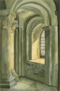 P. Henson - 1949 Gouache, St John's Chapel, Tower of London