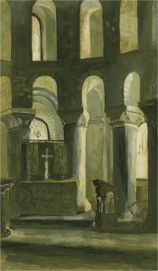 P. Henson - Double-Sided 1949 Gouache, St John's Chapel, Tower of London