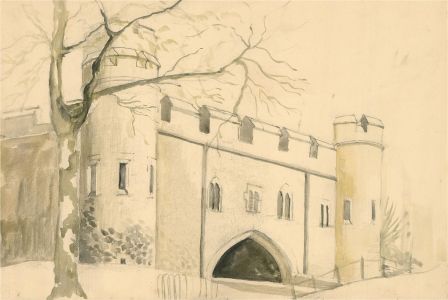 P. Henson - 1949 Watercolour, St Thomas's Tower, Tower of London
