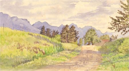 20th Century Watercolour - Mountain Path, Switzerland