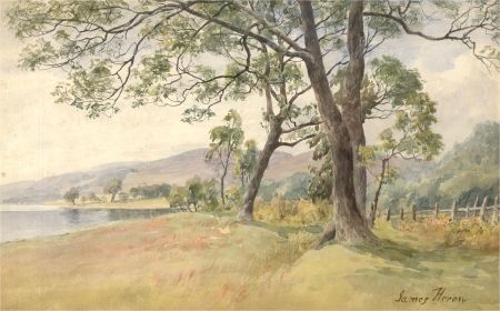 James Heron (fl.1878-1919) - Late 19th Century Watercolour, Trees by the Loch
