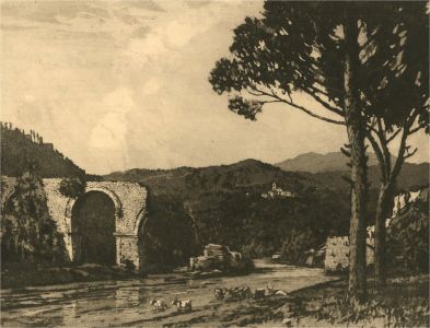 William Westley Manning (1868-1954) - Aquatint, Roman Bridge, Narni