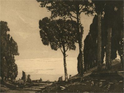 William Westley Manning (1868-1954) - Aquatint, The Ancient Appian Way, Rome