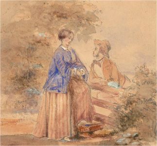 John Barratt (1824-1890) - Mid 19th Century Watercolour, Courting