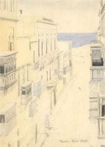 John Barratt (1824-1890) - 1845 Watercolour, Valletta, Malta